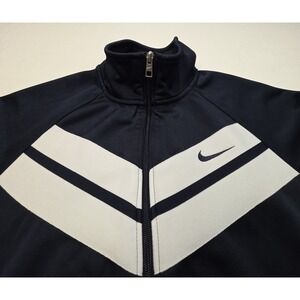 Nike Jacket Mens M Blue White Track Pockets Full Zip Long Sleeve Mid Weight